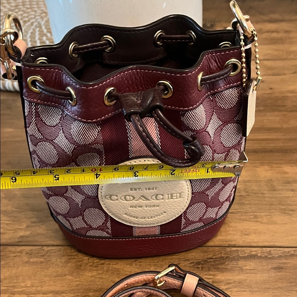 Coach Burgundy and Cream Mini Bag - Picture 11 of 16
